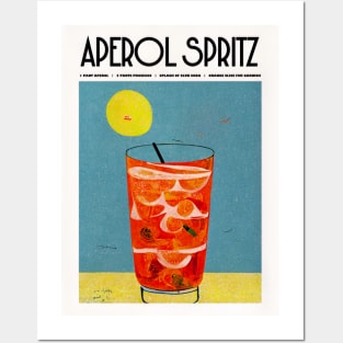 Retro Aperol Spritz Poster Sunshine Homebar, Kitchen Bar Prints, Vintage Drinks, Recipe, Wall Art Posters and Art